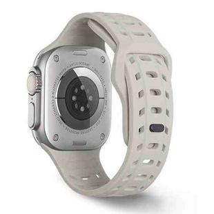 For Apple Watch 46mm / 49mm / 45mm / 44mm Shark Texture Holes Silicone Watch Band(Starlight)