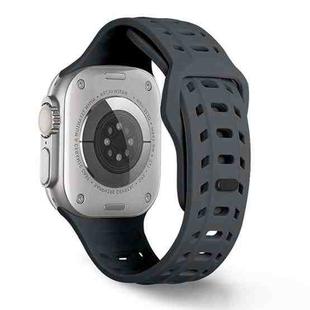 For Apple Watch 46mm / 49mm / 45mm / 44mm Shark Texture Holes Silicone Watch Band(Starry Lime)