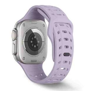 For Apple Watch 46mm / 49mm / 45mm / 44mm Shark Texture Holes Silicone Watch Band(Lavender Purple)