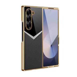 For Samsung Galaxy Z Fold7 5G Integrated Leather Contrast Color Folding Phone Case(Black)