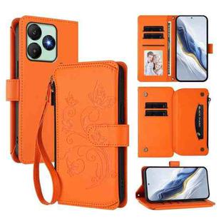 For Wiko T20 Butterfly Love Flower Multi-card Zipper Wallet Leather Phone Case(Orange)