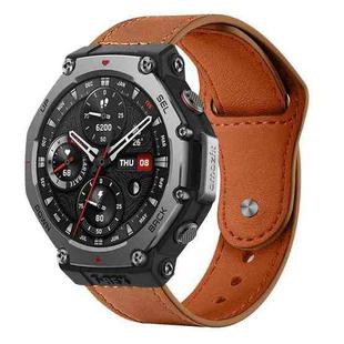 22mm xDfind Rivet Buckle Genuine Leather Watch Band(Light Brown)