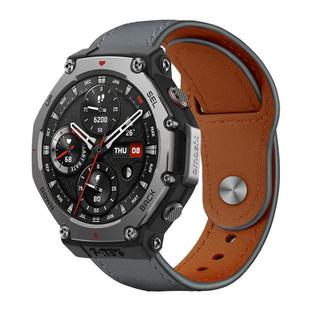 22mm xDfind Rivet Buckle Genuine Leather Watch Band(Grey)