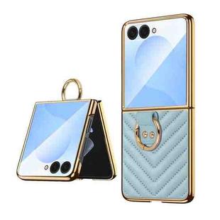 For Samsung Galaxy Z Flip7 VIETAO Dream Series Metal Ring Leather Phone Case(Lake Blue)