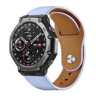For Amazfit T-Rex 3 xDfind Rivet Buckle Genuine Leather Watch Band(Lavender)