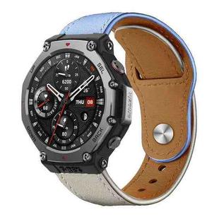For Amazfit T-Rex 3 xDfind Rivet Buckle Genuine Leather Watch Band(Lavender White)