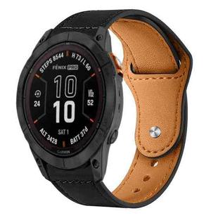 For Garmin Fenix 8/7X/6X/5X 26mm xDfind Rivet Buckle Genuine Leather Watch Band(Black)
