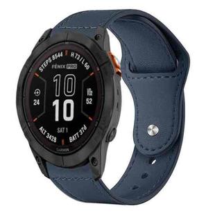 For Garmin Fenix 8/7X/6X/5X 26mm xDfind Rivet Buckle Genuine Leather Watch Band(Dark Blue)