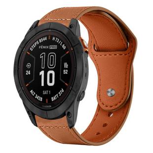 For Garmin Fenix 8/7X/6X/5X 26mm xDfind Rivet Buckle Genuine Leather Watch Band(Light Brown)