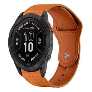 For Garmin Fenix 8/7X/6X/5X 26mm xDfind Rivet Buckle Genuine Leather Watch Band(Brown)
