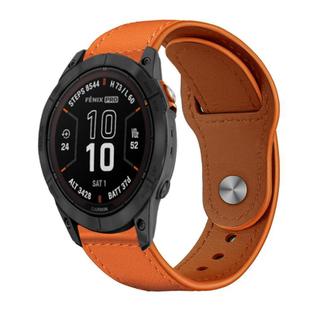 For Garmin Fenix 8/7X/6X/5X 26mm xDfind Rivet Buckle Genuine Leather Watch Band(Orange)