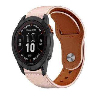 For Garmin Fenix 8/7X/6X/5X 26mm xDfind Rivet Buckle Genuine Leather Watch Band(Pink)