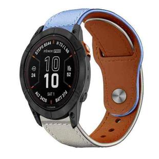 For Garmin Fenix 8/7X/6X/5X 26mm xDfind Rivet Buckle Genuine Leather Watch Band(Lavender White)