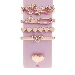 Smart Watch Band Decorative Ring Metal Accessories(Rose Gold Lily)
