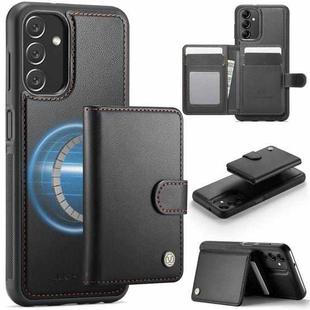 For Samsung Galaxy A14 4G / 5G / M44 5G JEEHOOD J09 Buckle Card Bag MagSafe Magnetic Style RFID Leather Phone Case(Black)