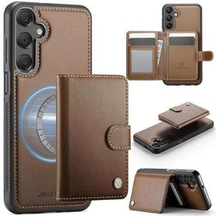 For Samsung Galaxy A16 4G / 5G JEEHOOD J09 Buckle Card Bag MagSafe Magnetic Style RFID Leather Phone Case(Brown)