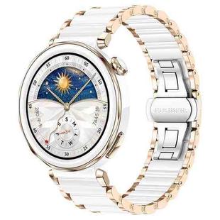 For Huawei Watch GT 5 Pro 42mm xDfind Ceramic Stainless Steel Watch Band(Rose Glod)