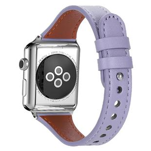 For Apple Watch 42 / 44 / 45 / 46 / 49mm xDfind Double Ring Single Rivet Genuine Leather Watch Band(Purple)