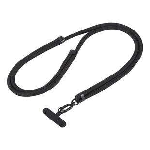 7mm Polyester Solid Color Two-way Adjustable Crossbody Mobile Phone Lanyard(Black)