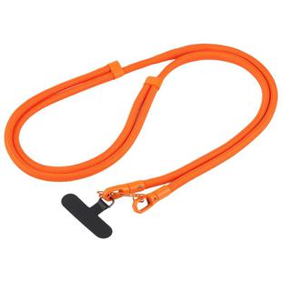 7mm Polyester Solid Color Double-sided Buckle Adjustable Crossbody Mobile Phone Lanyard(Orange)