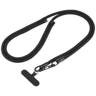 7mm Polyester Solid Color Double-sided Buckle Adjustable Crossbody Mobile Phone Lanyard(Black)