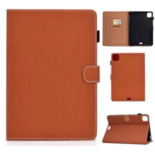 For iPad Air 2022 / 2020 10.9 Solid Color Magnetic Horizontal Flip Leather Case with Card Slots & Holder & Anti-skid Strip(Brown)