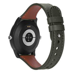 20mm xDfind Double Ring Single Rivet Genuine Leather Watch Band(Army Green)