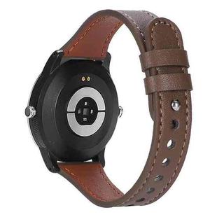 20mm xDfind Double Ring Single Rivet Genuine Leather Watch Band(Coffee)