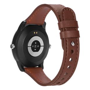 20mm xDfind Double Ring Single Rivet Genuine Leather Watch Band(Dark Brown)