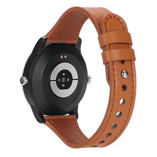 22mm xDfind Double Ring Single Rivet Genuine Leather Watch Band(Light Brown)