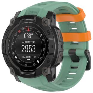 For Garmin Instinct 3 AMOLED 45mm / Solar 45mm xDfind Quick-release Silicone Watch Band(Rainforest Green + Orange)