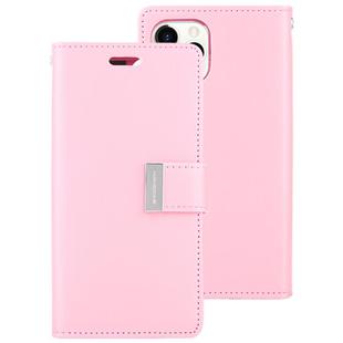 For iPhone 12 Pro Max GOOSPERY RICH DIARY Crazy Horse Texture Horizontal Flip Leather Case with Holder & Card Slots & Wallet(Pink)
