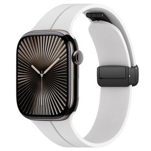 For Apple Watch 38 / 40 / 41 / S10 42mm xDfind  Flat Head Groove Folding Black Buckle Silicone Watch Band(White)