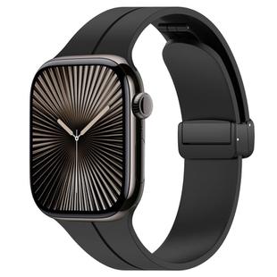 For Apple Watch 38 / 40 / 41 / S10 42mm xDfind  Flat Head Groove Folding Black Buckle Silicone Watch Band(Black)