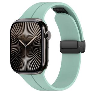 For Apple Watch 38 / 40 / 41 / S10 42mm xDfind  Flat Head Groove Folding Black Buckle Silicone Watch Band(Emerald Green)