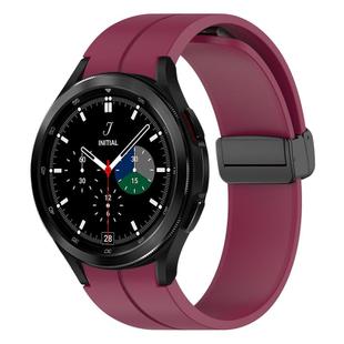 For Samsung Galaxy Watch 7 / 6 / 5 / FE xDfind  Flat Head Groove Folding Black Buckle Silicone Watch Band(Wine Red)