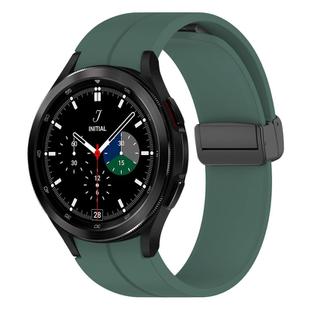 For Samsung Galaxy Watch 7 / 6 / 5 / FE xDfind  Flat Head Groove Folding Black Buckle Silicone Watch Band(Pine Green)