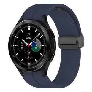 For Samsung Galaxy Watch 7 / 6 / 5 / FE xDfind  Flat Head Groove Folding Black Buckle Silicone Watch Band(Midnight Blue)