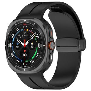 For Samsung Galaxy Watch Ultra / Ultra 2025 xDfind  Flat Head Groove Folding Black Buckle Silicone Watch Band(Black)