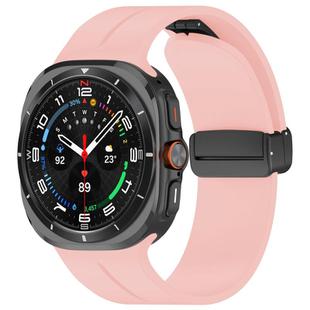 For Samsung Galaxy Watch Ultra / Ultra 2025 xDfind  Flat Head Groove Folding Black Buckle Silicone Watch Band(Light Pink)