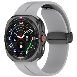 For Samsung Galaxy Watch Ultra / Ultra 2025 xDfind  Flat Head Groove Folding Black Buckle Silicone Watch Band(Light Grey)