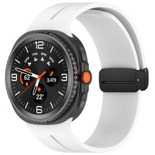 For Samsung Galaxy Watch8 / 8 Classic xDfind  Flat Head Groove Folding Black Buckle Silicone Watch Band(White)