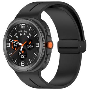 For Samsung Galaxy Watch8 / 8 Classic xDfind  Flat Head Groove Folding Black Buckle Silicone Watch Band(Black)
