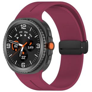 For Samsung Galaxy Watch8 / 8 Classic xDfind  Flat Head Groove Folding Black Buckle Silicone Watch Band(Wine Red)