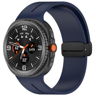 For Samsung Galaxy Watch8 / 8 Classic xDfind  Flat Head Groove Folding Black Buckle Silicone Watch Band(Midnight Blue)