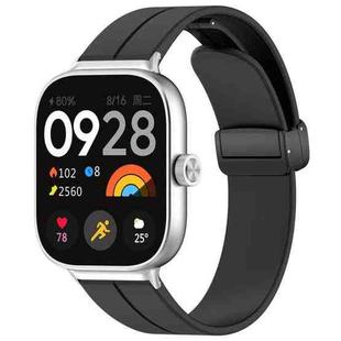 For Xiaomi Band 9 Pro/8 Pro/Redmi Watch 5/4 xDfind  Flat Head Groove Folding Black Buckle Silicone Watch Band(Black)