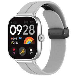 For Xiaomi Band 9 Pro/8 Pro/Redmi Watch 5/4 xDfind  Flat Head Groove Folding Black Buckle Silicone Watch Band(Light Grey)