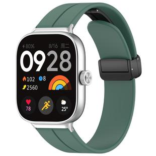 For Xiaomi Band 9 Pro/8 Pro/Redmi Watch 5/4 xDfind  Flat Head Groove Folding Black Buckle Silicone Watch Band(Pine Green)