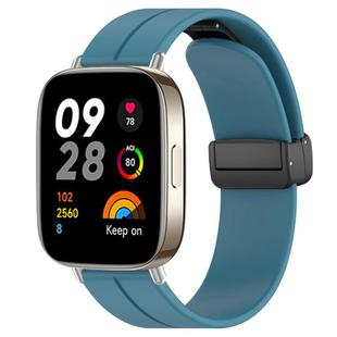 For Redmi Watch 3 xDfind  Flat Head Groove Folding Black Buckle Silicone Watch Band(Rock Blue)