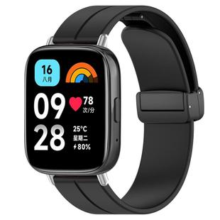 For Redmi Watch 3 Active / Watch 3 Lite xDfind  Flat Head Groove Folding Black Buckle Silicone Watch Band(Black)